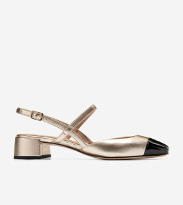 ハロウィンセール コールハーン Colehaan アウトレット ウィメンズ アウトレット シューズ パンプス & ウェッジ ペラ ブロックヒール スリング 35MM womens. W33886 ソフト ゴールド レザー / ブラッ