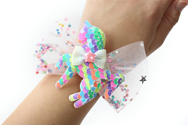 楽天市場】ワンポイントヘアゴム◎スパンコールユニコーン＆ホログラム  