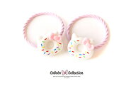 【mini 2本入り】りぼん付きネコ猫ドーナツパーツヘアゴム キッズ 子供 パーツ 可愛い ヘアアクセサリー…