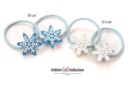 【mini 2本入り】ラメ入り雪の結晶パーツデザインヘアゴム キッズ 子供 ヘアアクセサリー 髪飾り 髪留め…
