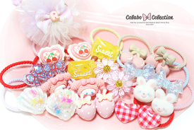 選べるイニシャルチュールワンポイントヘアゴム入り★2/4デザインリニューアル◎NEW DESIGN★ハート袋入り大人気！選べる両端パーツヘアゴム◎23点入り◎メール便送料無料★ヘアアクセサリー 子供 キッズ 髪飾り 保育園 幼稚園セット パーツ