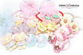 スーパーSALEポイント10倍★クリスマス袋入り●大人気！選べるカラーホログラムお花ヘアゴム◎21点入り◎メール便送料無料★1,000円ポッキリ★ヘアアクセサリー 子供 キッズ 髪飾り 保育園 幼稚園 小学校セット お得 ヘアゴム パーツ シンプルゴム 星