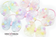★ゴムが変わりますNEW●color●【2本入り】星柄オーロラチュール袋りぼん◎ポンポン＆ホログラム入りデ…