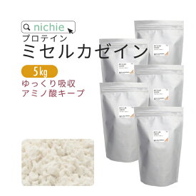 カゼインプロテイン プレーン 5kg 人工甘味料 無添加 ミセルカゼイン プロテイン ホエイプロテイン との併用や 女性 にもおすすめ ココア イチゴ フレーバープレゼント nichie ニチエー