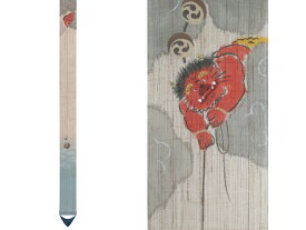 京都洛柿庵 手描き 細タペストリー 雷公の太鼓釣り 夏の飾り