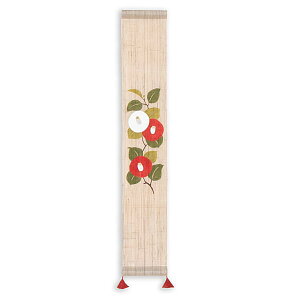 京都洛柿庵 冬の飾り 手描き豆タペストリー 寒つばき 丈60cm ミニサイズ お正月飾り 迎春 縁起物