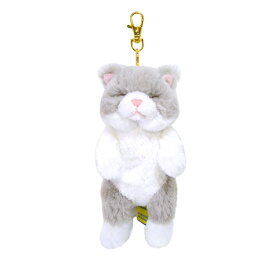 ぬいぐるみ ひざねこ すやすや キーチェーン GY グレー キャット バックチャーム 膝ネコ 暖かい 程よい重み 母の日 父の日 敬老の日 プレゼント ギフト 【サンレモン】
