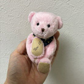 11月18日の日付入り誕生日ベア ピンク ネイビーの花柄 バンダナ テディベア