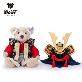 【ご予約 2026年1月より順次発送】 Steiff シュタイフ テディベア 日本限定 サムライ テディベア 中鍬ゴールド 五月人形 贈り物 木札プレゼント こどもの日 子供の日【シュタイフ正規販売店】