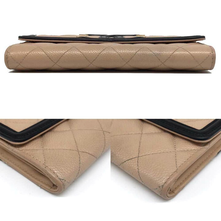 楽天市場】シャネル フィグリー キャビアスキン 長財布 ベージュ  