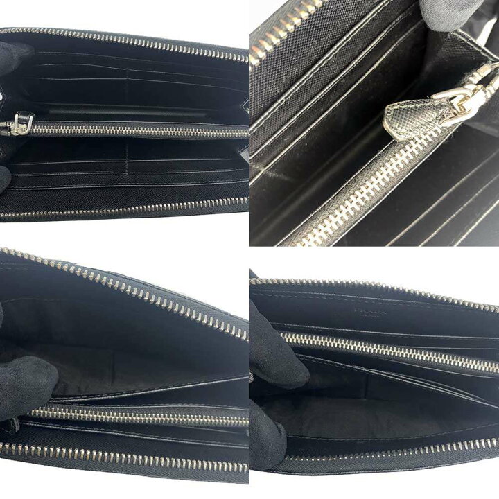 楽天市場】プラダ ラウンドファスナー長財布 1ML506 ブラック レザー  
