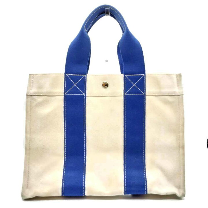 楽天市場】エルメス ボラボラPM トート バッグ アイボリー×ブルー 白系 