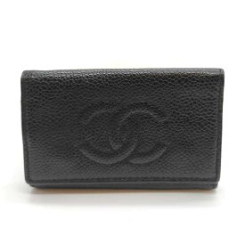 シャネル 6連 キーケース キャビアスキン ブラック 黒 ゴールド金具 ココマーク Bランク 中古 CHANEL