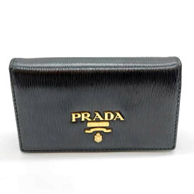 プラダ カードケース 名刺入れ ブラック 黒 ヴィッテロムーヴ レザー ABランク 中古 PRADA