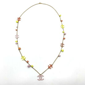 シャネル ココマーク チェーン ネックレス CC GP ゴールド マルチカラー レディース CHANEL Aランク 中古