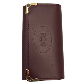 カルティエ マスト ドゥ カルティエ ライン 4連 キーケース ボルドー ワインレッド Cartier Aランク 美品 中古