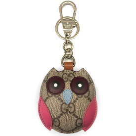 グッチ オウル シェイプ バッグ チャーム ふくろう ベージュ ゴールド金具 PVC 821813 GUCCI Aランク 美品 中古