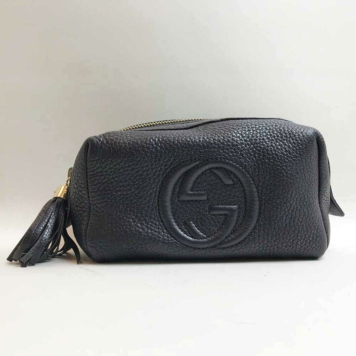 楽天市場】グッチ ポーチ コスメポーチ ソーホー レザー ブラック  