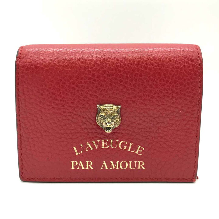 グッチ レディース 財布 二つ折り アニマリエ タイガー 虎 レザー  