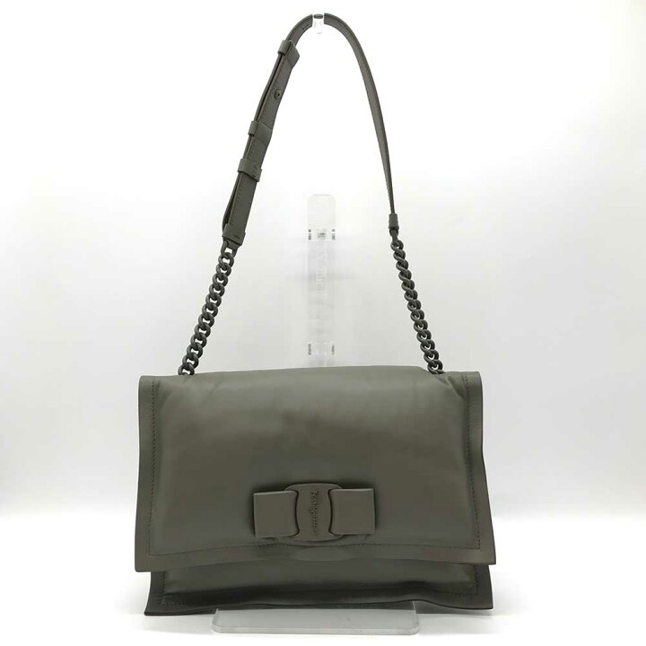 楽天市場】フェラガモ チェーンショルダー バッグ カーキ グリーン  