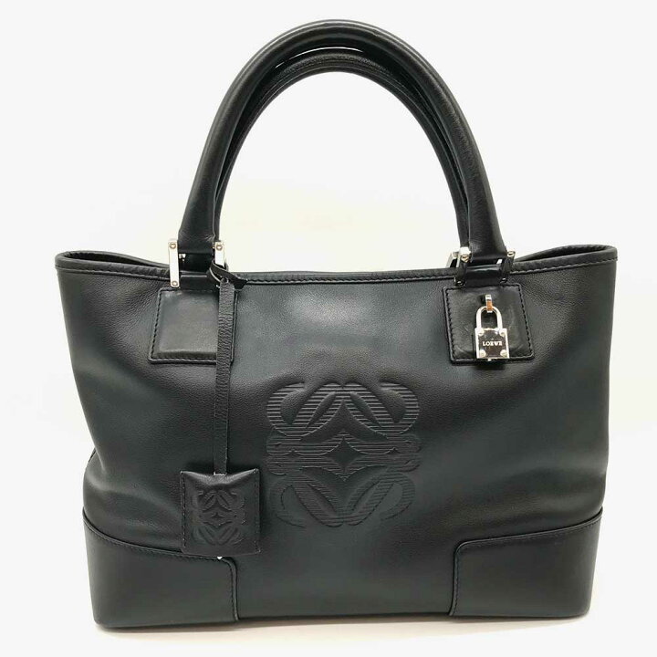 楽天市場】ロエベ フスタトート ブラック レザー バッグ LOEWE 