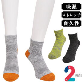 スニーカーソックス メンズ DRY 2.0 クォーター丈 WK2P-02 おまかせ2足組 送料無料 靴下紳士 靴下 メンズ ミドル丈 吸湿 ドライ 足ムレ対策 蒸れない（05170）