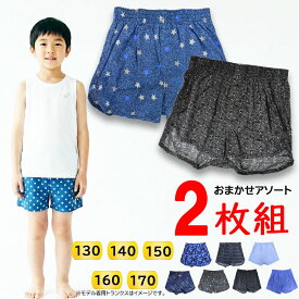 【2点以上お買い上げで送料無料】 トランクス 子供 2枚組 おまかせ アソート キッズ ジュニア 子供パンツ 下着 男の子 小学生 130 140 150 160 170 (00219)