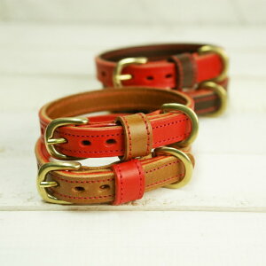 【marco】「レッド」ベース 首輪【全4種】レッド ブラウン チョコ 超小型犬 小型犬 チワワ トイプードル ダックス シュナウザー