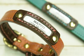 【marco】ブッテーロの革製ネームタグ （ 迷子札 ）★ご注意：首輪とは別売りの取付オプションです。★ 迷子札 ドッグタグ 電話番号