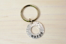 【アルミ製 ネーム入り チャーム ドーナッツタイプ 】 犬 迷子札 首輪 チャーム アルミ ペット ネームプレート 犬 猫 愛犬 迷子防止 お名前 電話番号 刻印 名入れ ネックレス ドッグタグ アクセサリー