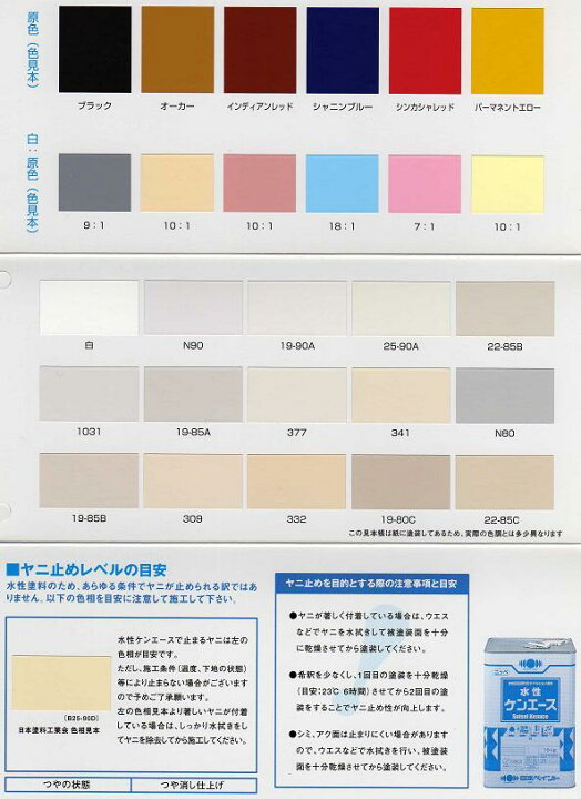 楽天市場】日本ペイント水性ケンエース□【常備色】 16kg 艶消 