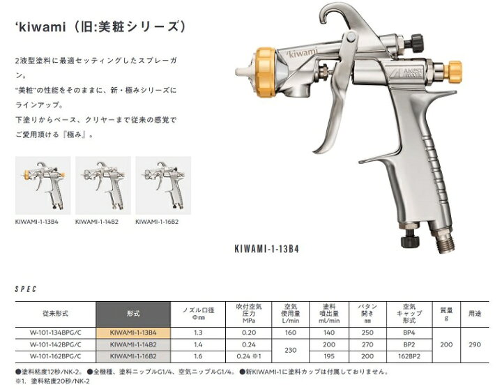 楽天市場】□【KIWAMI-1-13B4】【極み】重力式・上カップANEST iwata 