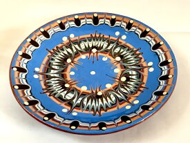 【トロヤン陶器】プレート（小）18cm　ブルー、ブラウン、モノトーン【トロヤン,陶器,食器,取り皿,小皿,チーズ,パスタ,サラダ,パン,ケーキ,オブジェ,マーブル,180】