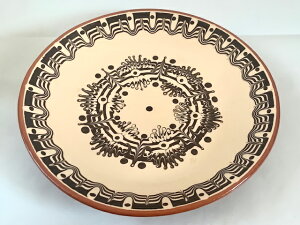 【トロヤン陶器】プレート(中)21.5cm ブルー、ブラウン、モノトーン【トロヤン,陶器,食器,中皿,デザートプレート,カレー,パスタ,サラダ,オブジェ,マーブル】