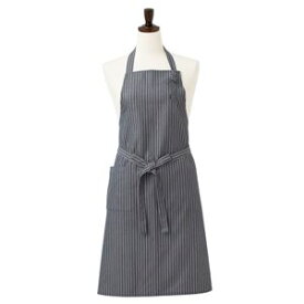 胸当てストライプエプロン ブラック 綿100% KMA2701-23
