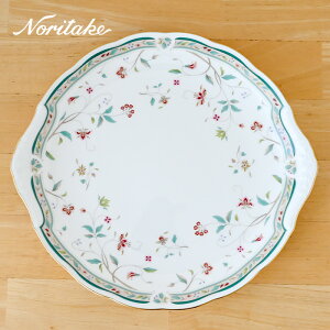 ノリタケ 花更紗 28cm パーティープレート 4409L/T58119A noritake 食器 皿 お皿 ケーキ皿 アフタヌーンティー パーティー プレート 洋食器 おしゃれ ブランド 陶器 シンプル お餞別 結婚祝い 引き出
