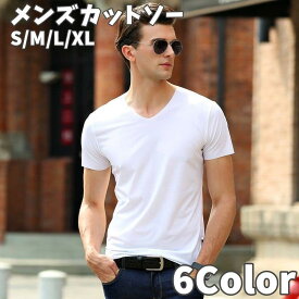 カットソー Tシャツ 半袖 シームレス 薄手 メンズ 紳士用 男性 トップス インナー Vネック シンプル 無地 着回し おしゃれ かっこいい カジュ