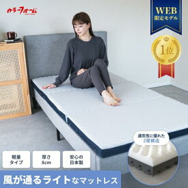 【マラソンP5倍】【楽天ランキング1位獲得】風が通るライトなマットレス 三つ折り 8cmWEB限定 軽量 敷布団 日本製 高反発マットレス 高通気 体圧分散 凹凸 折りたたみ シングル 高通気性 腰痛 寝返り 快眠 安眠 高反発ウレタン マットレス イノアック