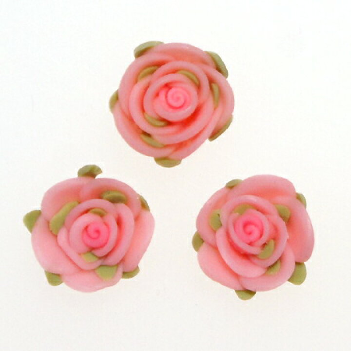 楽天市場】デコパーツ 葉も付いてる2cm大きな樹脂薔薇[d-r3] レジン 