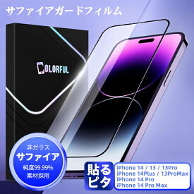 【特許製品・最高級保護フィルム】iPhone 15 14 13 フィルム サファイア ガード iPhone14 iPhone15 iPhone14Pro Max iPhone15Pro Max iPhone13Pro 保護フィルム iPhone 15 14 Plus 液晶フィルム 全面保護 貼るピタ クリア 超強化 サファイアコート モース硬度9 最高級仕様