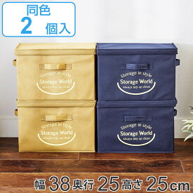 収納ボックス フタ付整理箱 2個セット （ 収納ケース 幅38×奥行25×高さ25cm ケース 収納 カラーボックス インナーボックス フタ付き 積み重ね 小物収納 衣類 おもちゃ 持ち手付き クローゼット 押し入れ 折りたたみ ） 【3980円以上送料無料】