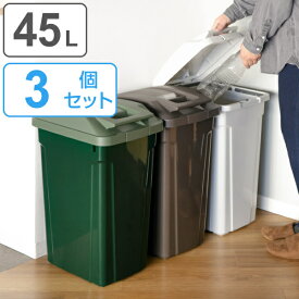 ゴミ箱 45L 同色3個セット 屋外 ハンドルロック （ ごみ箱 45リットル キッチン スリム 縦型 大容量 ダストボックス ロック付き 大型 蓋つき ハンドル 角型 ハンドル付き いたずら防止 袋止め リビング ）【3980円以上送料無料】