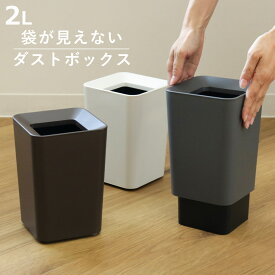 ゴミ箱 2L 角型 ルクレール （ ごみ箱 2リットル 卓上 袋 見えない くず入れ 2重構造 小さい リビング シンプル ダストボックス 四角 二重 無地 ）【3980円以上送料無料】
