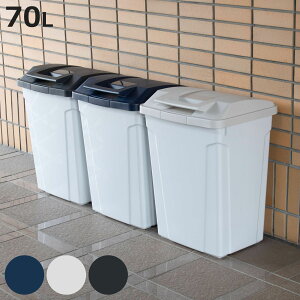 ゴミ箱 70L ハンドル付分別ペール ( ごみ箱 70リットル ふた付き 屋外 ロック機能付き 分別 シンプル 大容量 大きい 角型 縦型 ブルー ライトグレー )【3980円以上送料無料】
