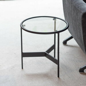 ローテーブル 幅38cm 丸 ガラス ( リビング テーブル サイドテーブル ガラステーブル 円形 ラウンド ブラック アイアン おしゃれ スタイリッシュ 完成品 ) 【3980円以上送料無料】