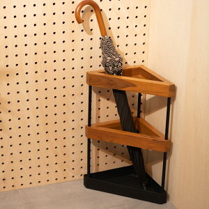 傘立て 三角 木製 スチール ( 傘たて スリム 玄関収納 省スペース コーナー 設置 天然木 ブラック 木 ウッド さんかく コンパクト 北欧 おしゃれ )【3980円以上送料無料】