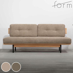 ソファ 3人掛け 幅182cm ブークレ生地 マートル form ( 開梱設置 リビングソファ sofa 木製 天然木 アイアン ファブリック ダイニングソファ 柔らかい 肌触り ソファー アームレス ローバック )