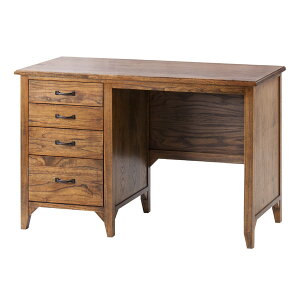 デスク 机 天然木 レトロ調 引出し付 Timber 幅112cm ( 送料無料 書斎 勉強机 パソコンデスク 収納 木製 引き出し付き ) 【3980円以上送料無料】