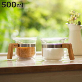 保存容器 500ml パウダーポット バンブー （ 調味料入れ プラスチック 0.5L 竹 保存 容器 ケース スパイスボトル 調味料ポット 調味料容器 塩 砂糖 小さじ1 スプーン付き ）【3980円以上送料無料】