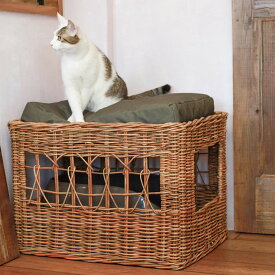 トイレカバー 猫 トイレ ラタン （ 猫トイレカバー カバー レストルーム 猫トイレ 隠す 被せる トイレスペース トイレ収納 猫用トイレ 猫砂 飛散防止 猫用 籐 天然素材 インテリア 家具 おしゃれ ）【3980円以上送料無料】